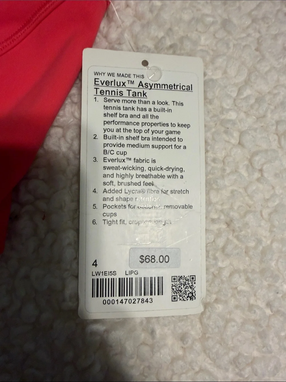 Lululemon Women’s Coral Pink Sports Bra sz 4